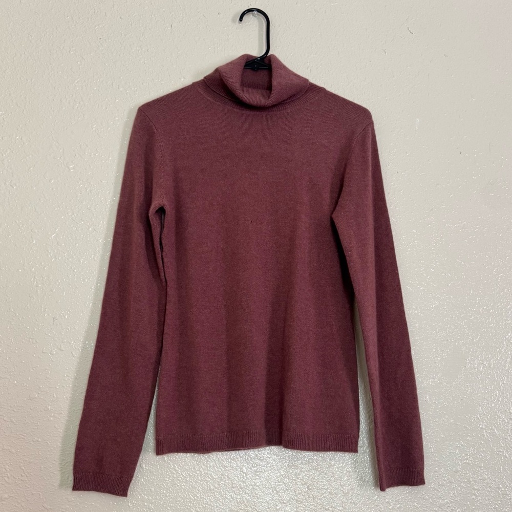 Garnet Hill 100% Cashmere Turtleneck Sweater In Mulberry